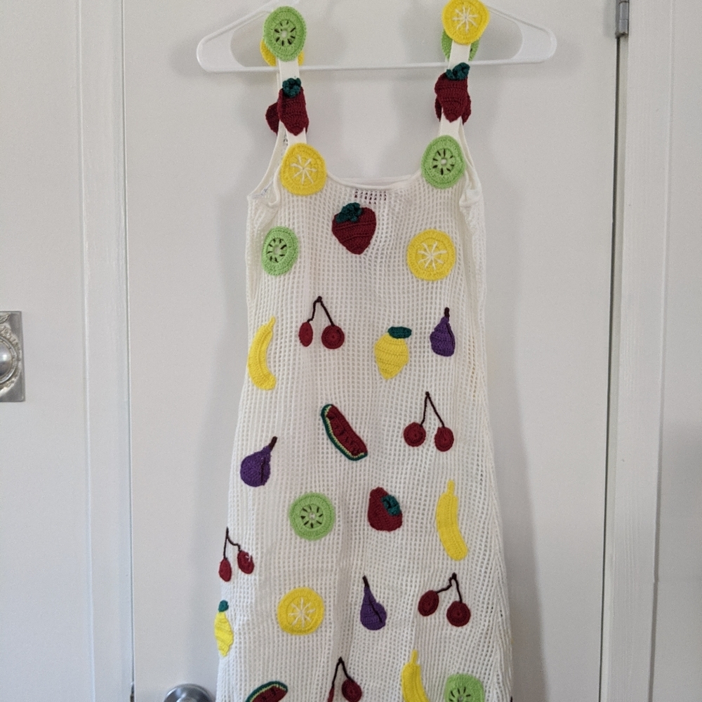 NWT Staud crochet fruit dress